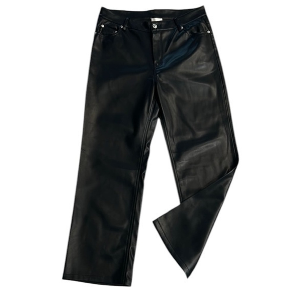 Industry faux leather wide leg black pants size 10